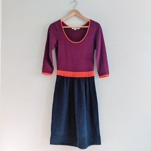 Boden Purple Navy Colorblock Sweater Dress 4L TALL